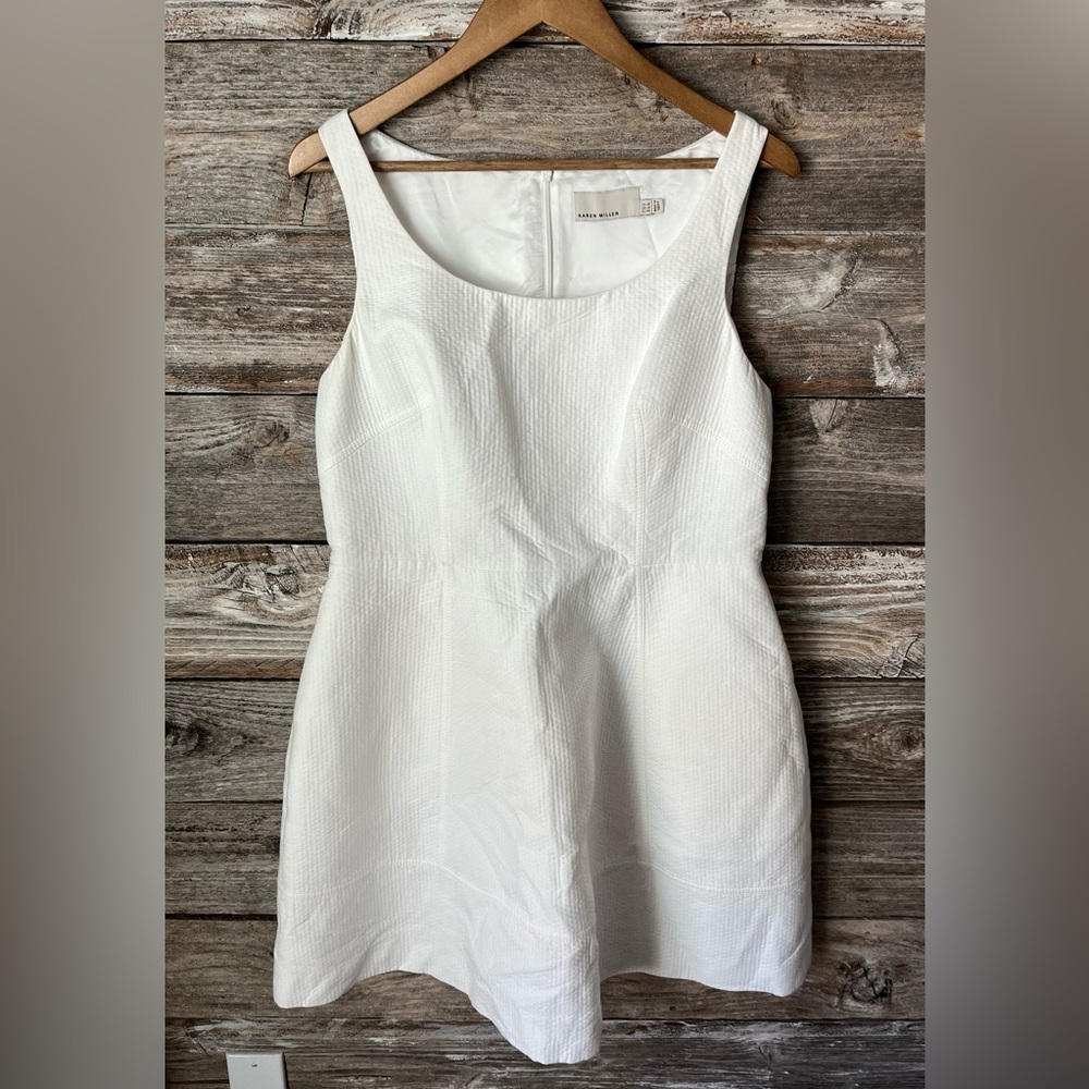 Karen Millen White Textured Sleeveless A-Line Dress